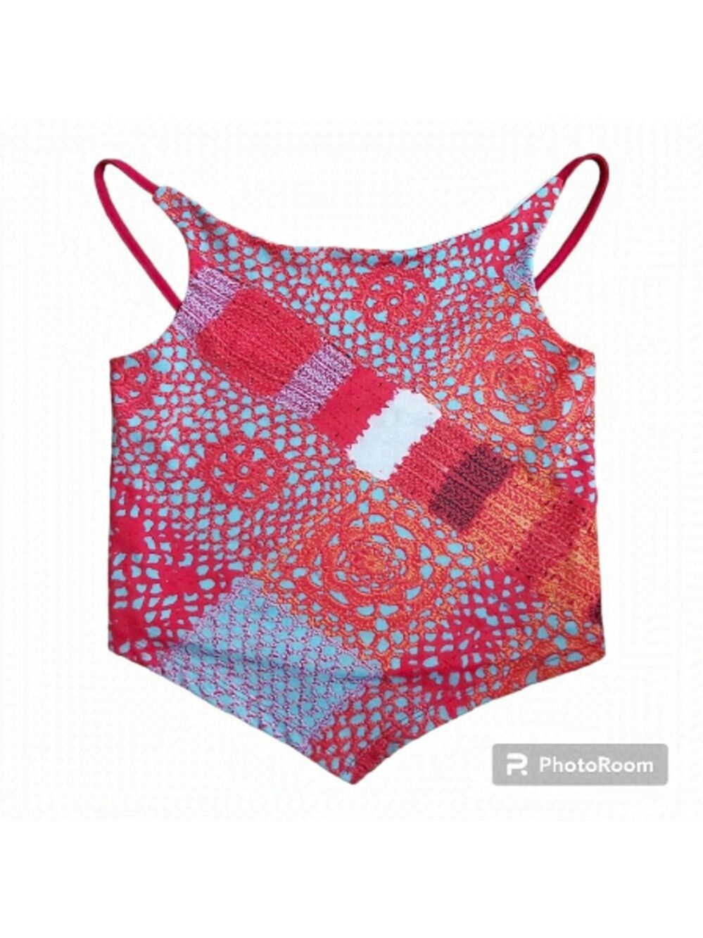 LUX Girls Paisley Bikini Open Back Polyester Blend Bathing Suit Top - Size Large